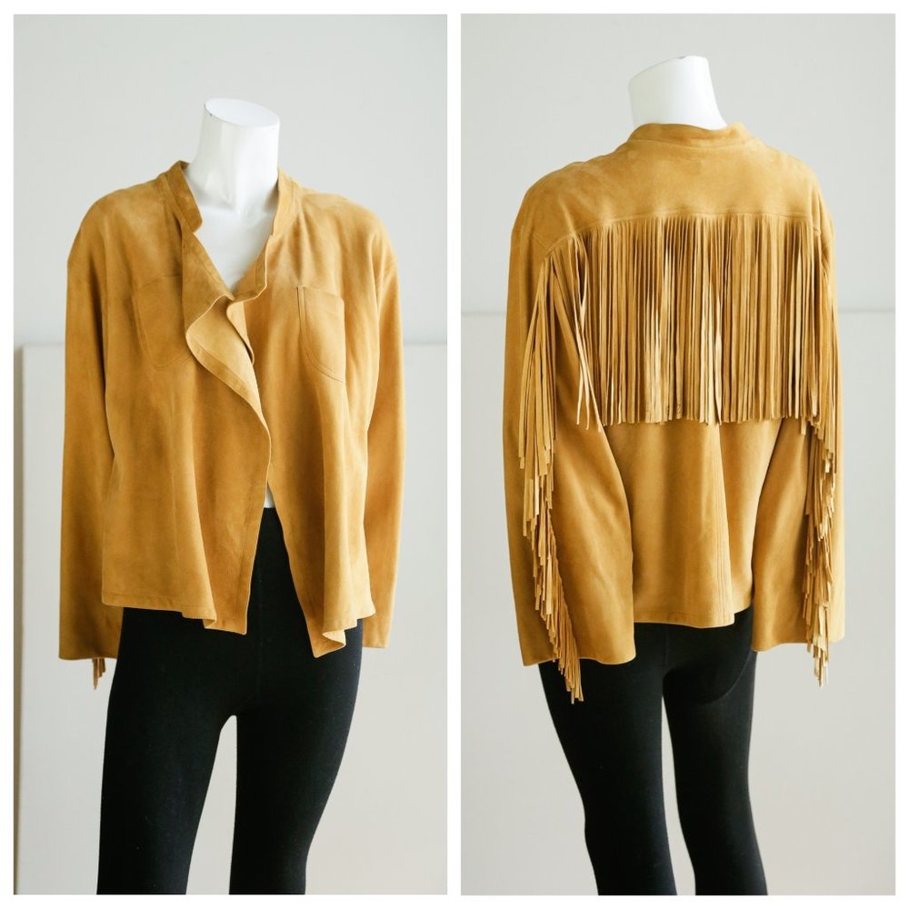 Vintage Deerskin Waterfall Front Fringe Jacket